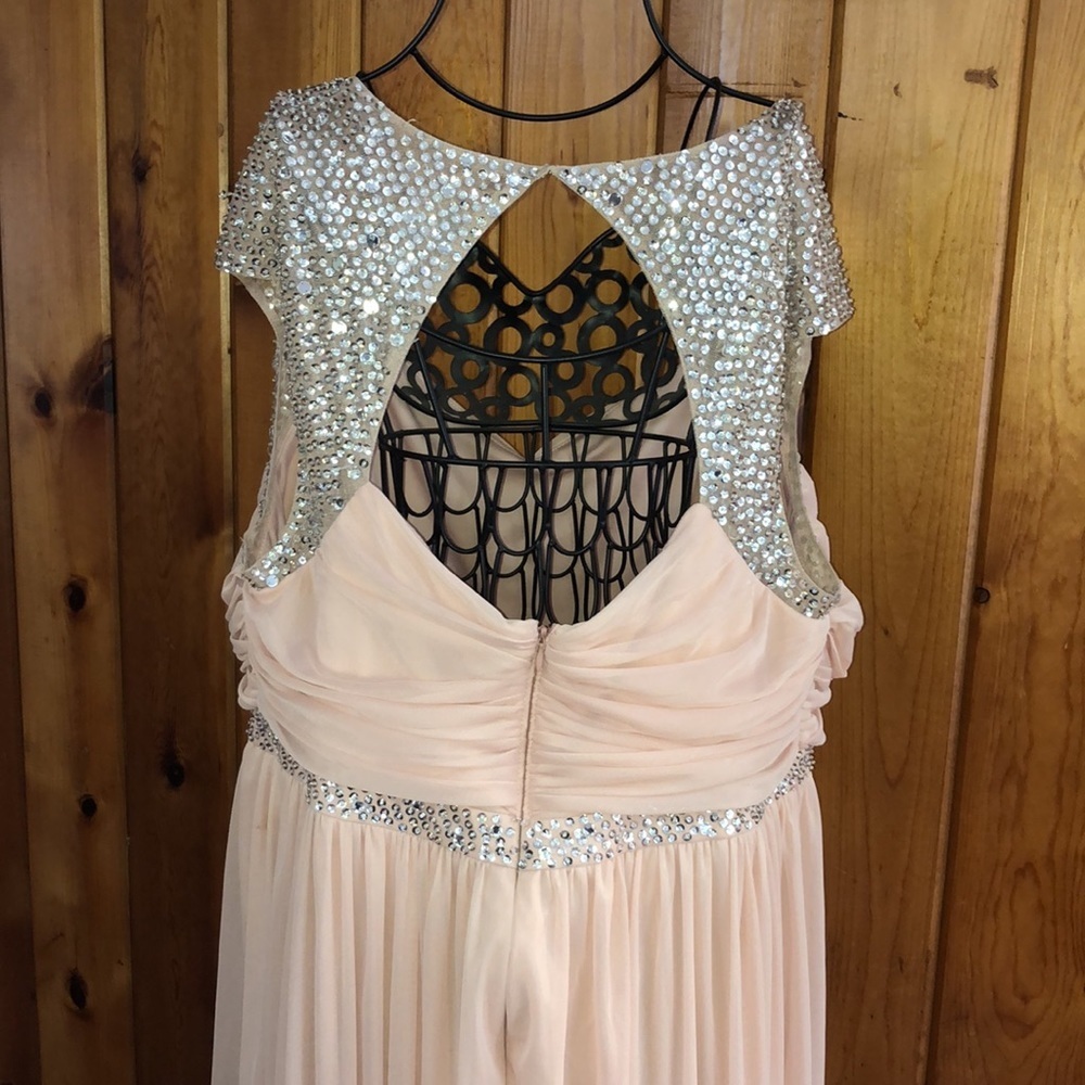 Adrianna Papell Long Dress Women’s Size 18 Pink Silver Sequins Gown bridesmaids‌ - Picture 10 of 15